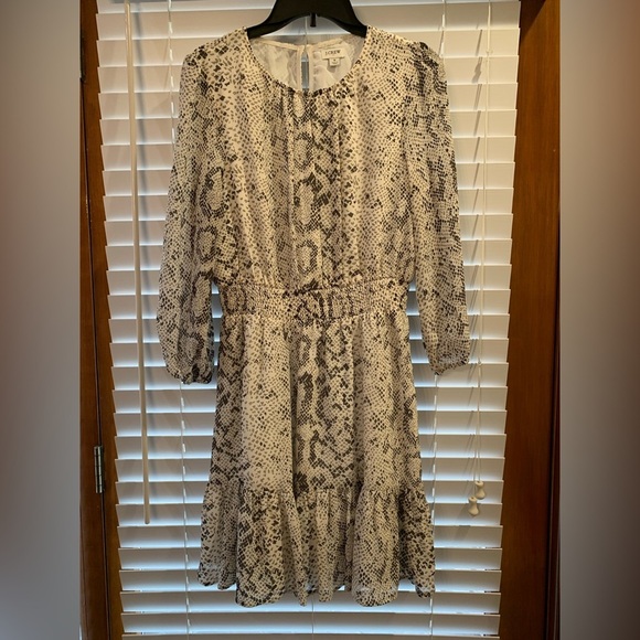 J CREW Factory Women's Multicolor Snake print smocked-waist dress Small - Picture 1 of 6